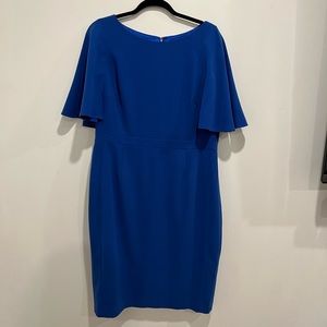 Tahari Royal Blue Midi Dress with Sleeves